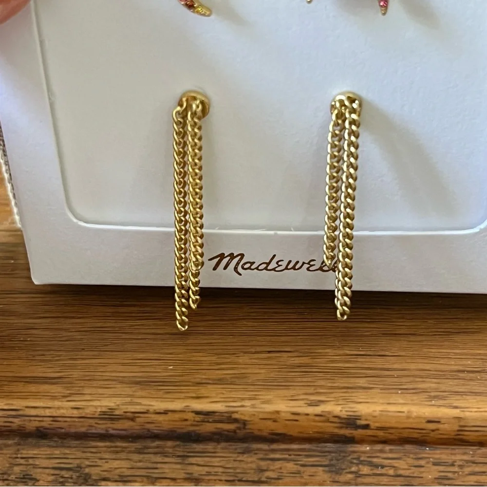Madewell Moonrise Stud & Chain Drop Earrings Set